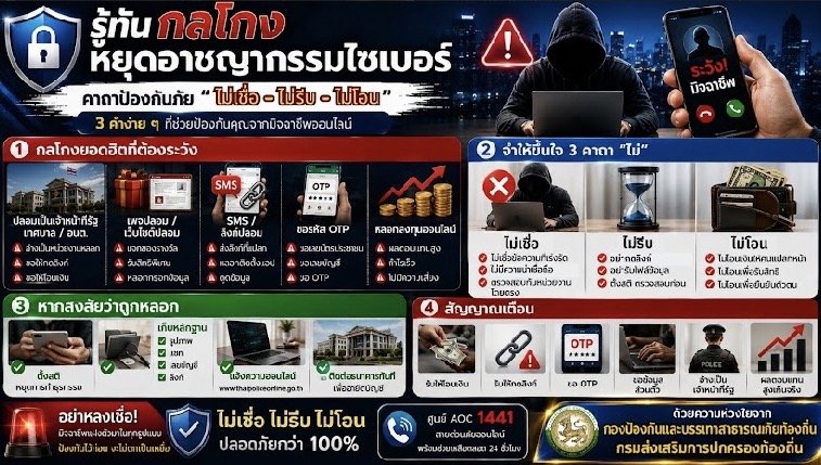  องค์การบริหารส่วนตำบลโนนค้อ ร่วมสร้างความรู้ความเข้าใจ เพื่อป้องกันภัยจากการหลอกลวงทางออนไลน์ (Scammer)